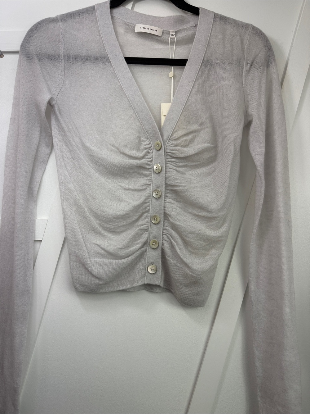Rebecca Taylor Grey Lightweight Knit Cardigan